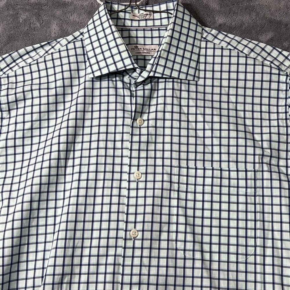 Peter Millar Crown Comfort Shirt Size Large Check Long Sleeve Button Up Plaid